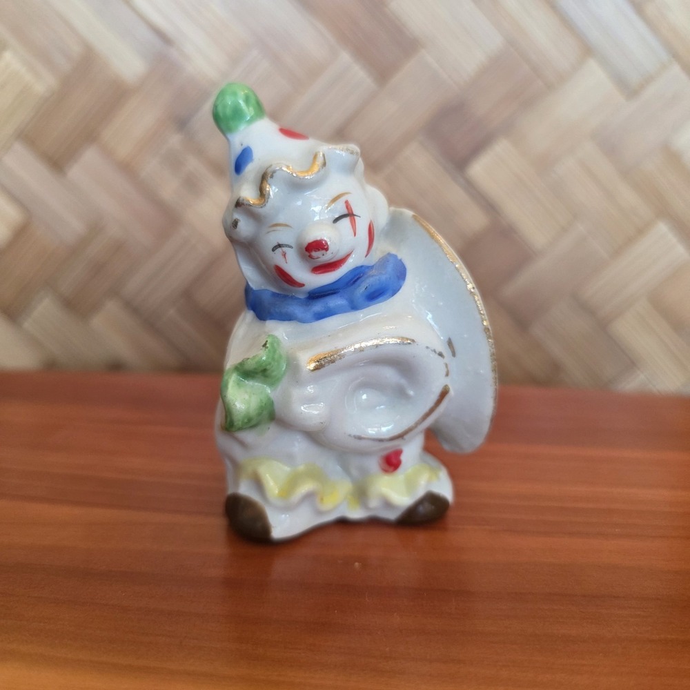 Vintage Porcelain Clown Figurine Home Decor Collectible Made In Japan Small Mini